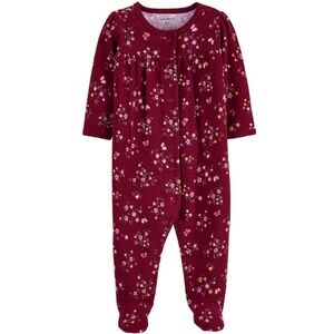 Carter’s Baby Girl Cotton Burgundy Pink Floral Snap-Up Sleep Play Footie Pajamas